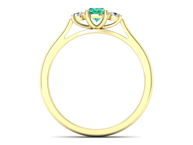 Złoty pierścionek ze szmaragdem i brylantami - p16449zsm - 2