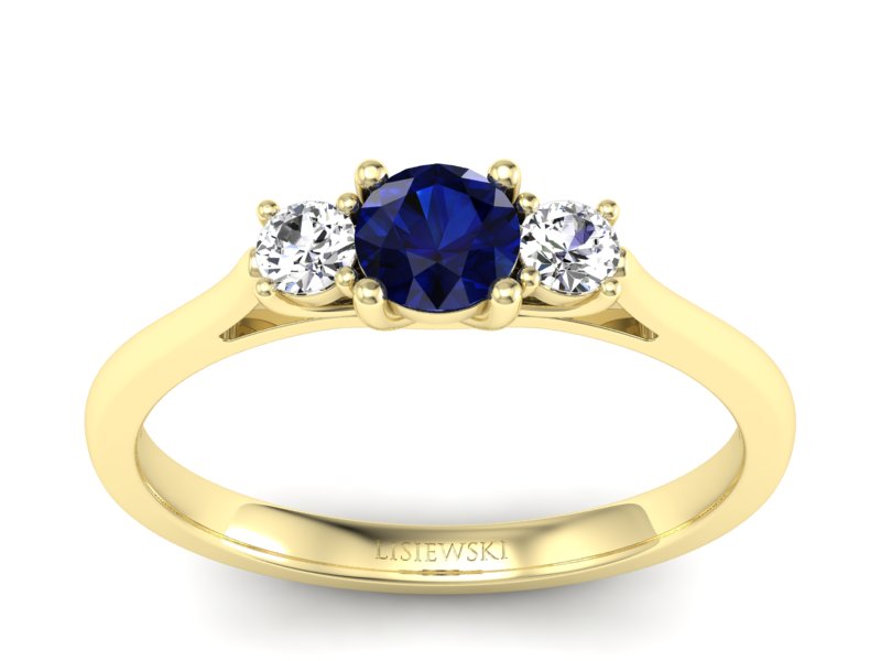 Złoty pierścionek z szafirem i brylantami - p16449zsz - 1