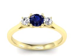 Złoty pierścionek z szafirem i brylantami - p16449zsz