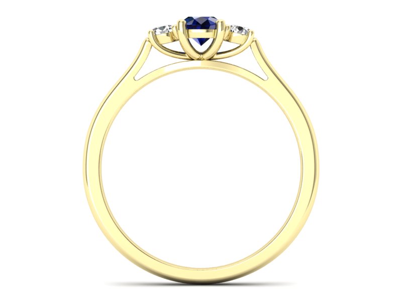 Złoty pierścionek z szafirem i brylantami - p16449zsz - 2