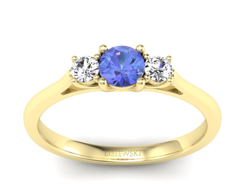 Pierścionek z tanzanitem i brylantami żółte złoto - p16449zt - 1