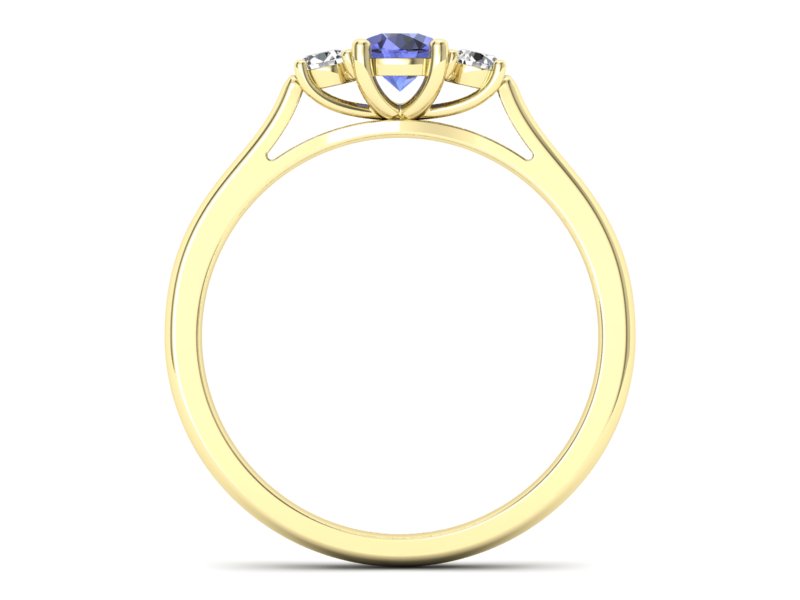 Pierścionek z tanzanitem i brylantami żółte złoto - p16449zt - 2
