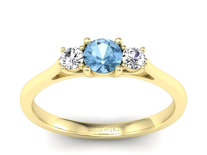 Złoty pierścionek z topazem i brylantami - p16449ztp - 1