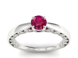 Pierścionek z rubinem i brylantami białe złoto - p16450br