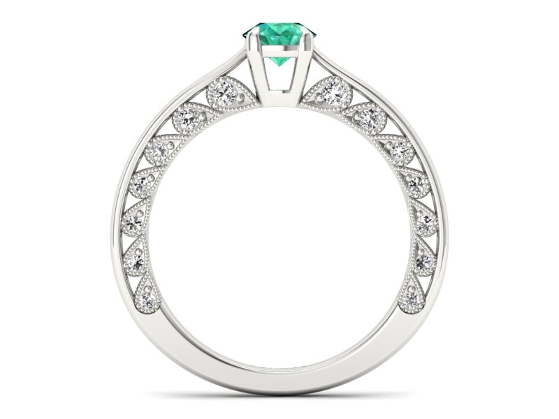 Złoty pierścionek ze szmaragdem i brylantami - p16450bsm - 2