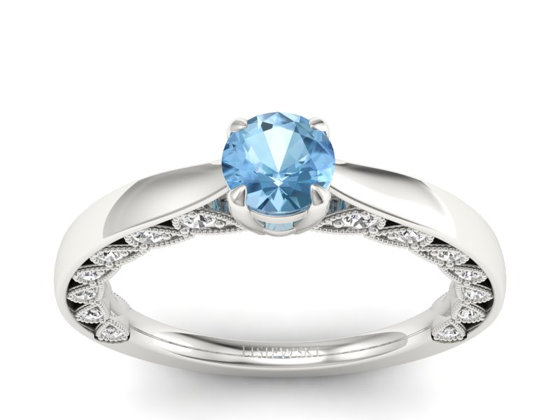 Pierścionek z topazem i brylantami białe złoto - p16450btp - 1