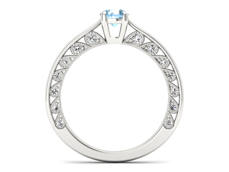 Pierścionek z topazem i brylantami białe złoto - p16450btp - 2
