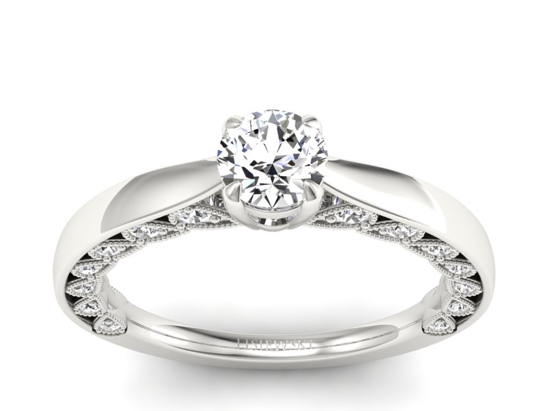 Złoty pierścionek z brylantami białe złoto - p16450bV - 1