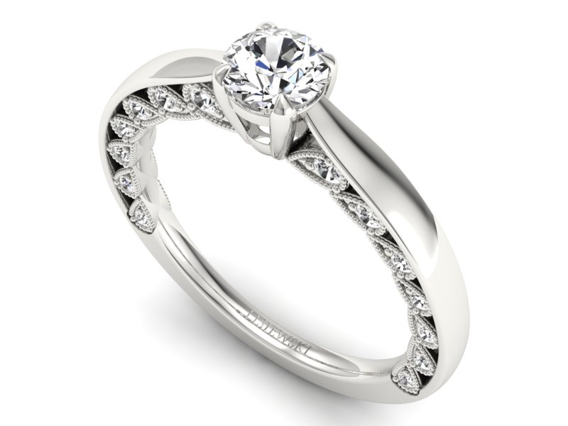 Złoty pierścionek z brylantami białe złoto - p16450bV - 3