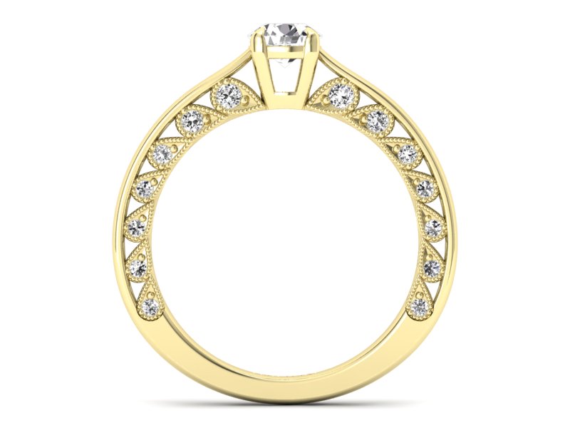 Złoty pierścionek z brylantami żółte złoto - p16450z - 2