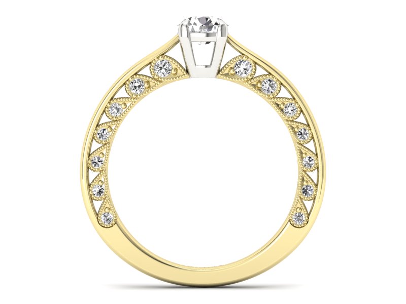 Pierścionek z diamentami żółte i białe złoto - p16450zb - 2