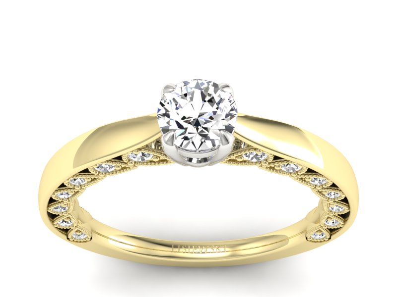 Pierścionek z diamentami żółte i białe złoto - p16450zb - 1