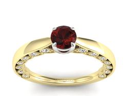 Złoty pierścionek z granatem i diamentami - p16450zbgr