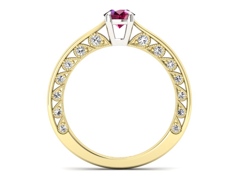 Pierścionek z rubinem i diamentami - p16450zbr - 2