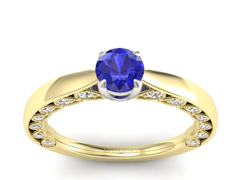 Pierścionek z szafirem i diamentami - p16450zbszc - 1