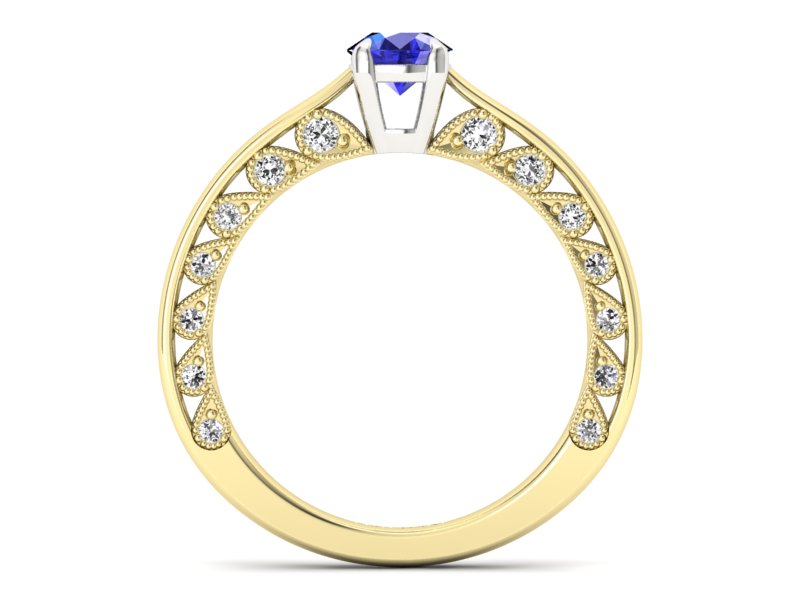 Pierścionek z szafirem i diamentami - p16450zbszc - 2