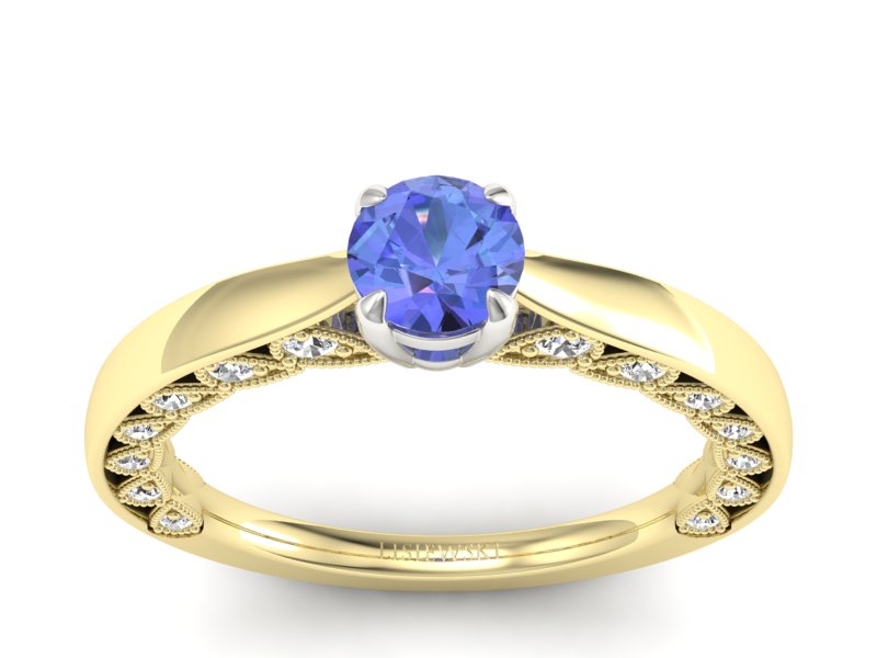 Pierścionek z tanzanitem i brylantami - p16450zbt - 1