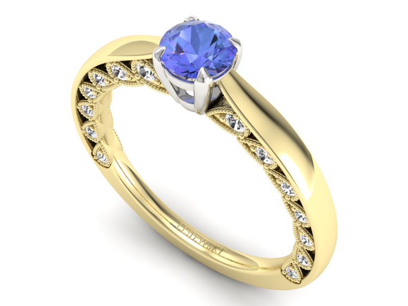 Pierścionek z tanzanitem i brylantami - p16450zbt - 3