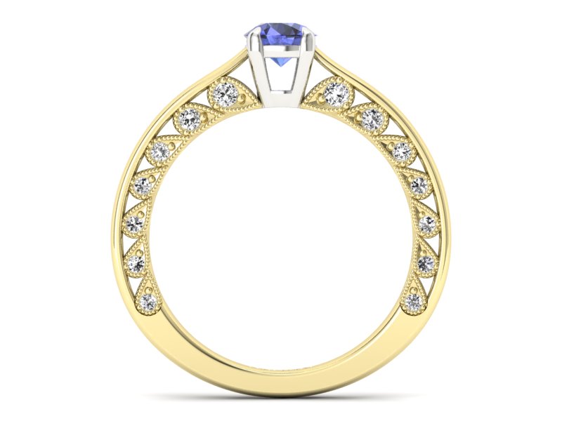 Pierścionek z tanzanitem i brylantami - p16450zbt - 2
