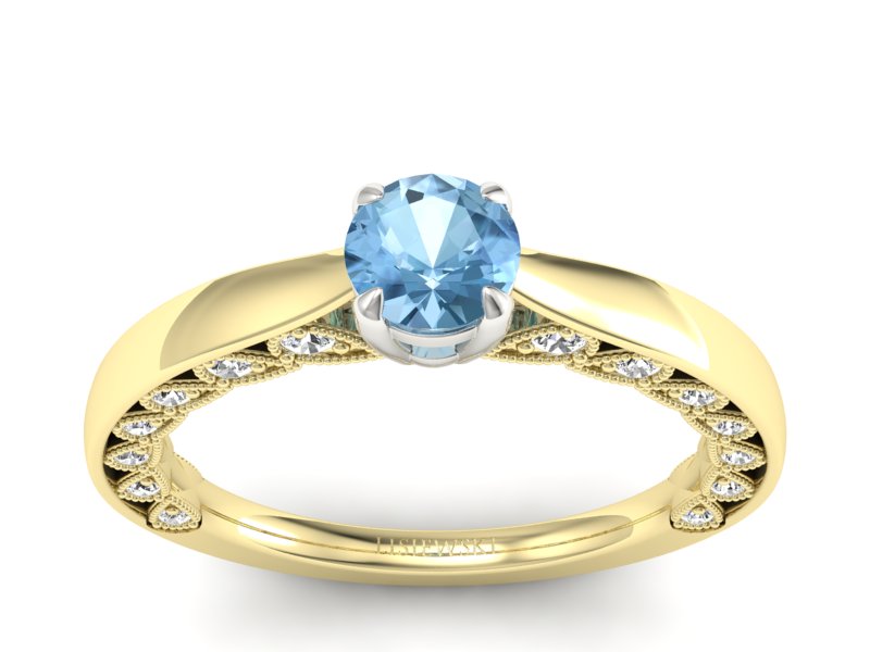 Pierścionek z topazem i brylantami - p16450zbtp - 1