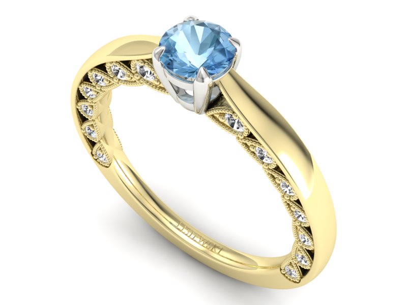 Pierścionek z topazem i brylantami - p16450zbtp - 3