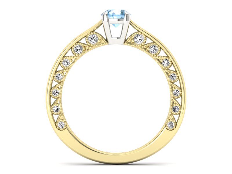 Pierścionek z topazem i brylantami - p16450zbtp - 2