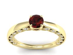 Złoty pierścionek z granatem i brylantami - p16450zgr