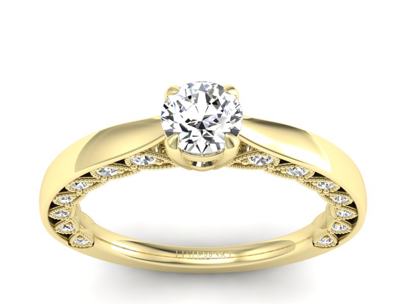 Złoty pierścionek z brylantami żółte złoto - p16450zP - 1