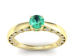 Złoty pierścionek ze szmaragdem i brylantami - p16450zsm
