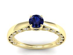 Złoty pierścionek z szafirem i brylantami - p16450zsz