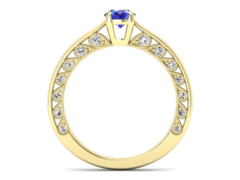 Złoty pierścionek z szafirem i brylantami - p16450zszc - 2