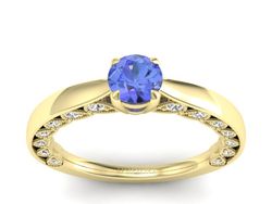 Pierścionek z tanzanitem i brylantami żółte złoto - p16450zt