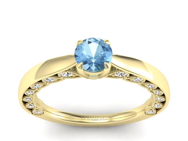 Złoty pierścionek z topazem i brylantami - p16450ztp - 1