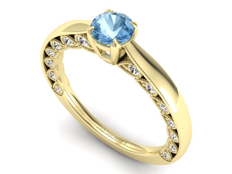 Złoty pierścionek z topazem i brylantami - p16450ztp - 3