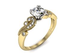 Pierścionek z diamentami żółte i białe złoto 585 - p16451zb