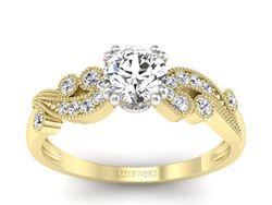 Pierścionek z diamentami żółte i białe złoto - p16451zb