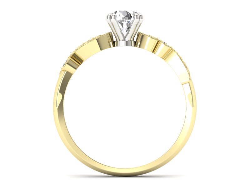 Pierścionek z diamentami żółte i białe złoto - p16451zb - 2