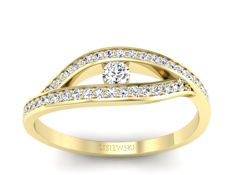Złoty pierścionek z brylantami żółte złoto - p16452z - 1