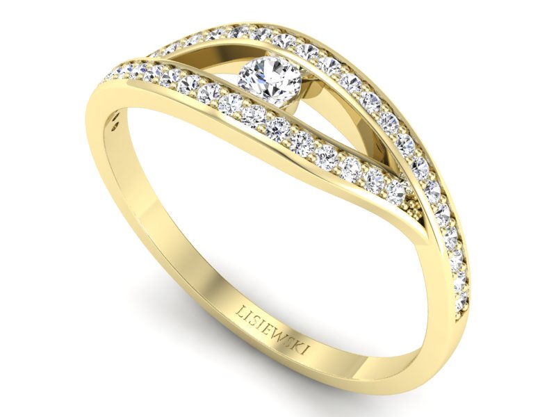 Złoty pierścionek z brylantami żółte złoto - p16452z - 3