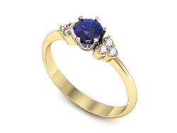 Pierścionek z szafirem i diamentami złoto 585 - P16454zbszc