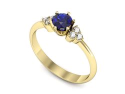Złoty pierścionek z szafirem i diamentami - P16454zszc