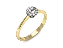 Pierścionek z diamentami żółte i białe złoto 585 - p16455zb