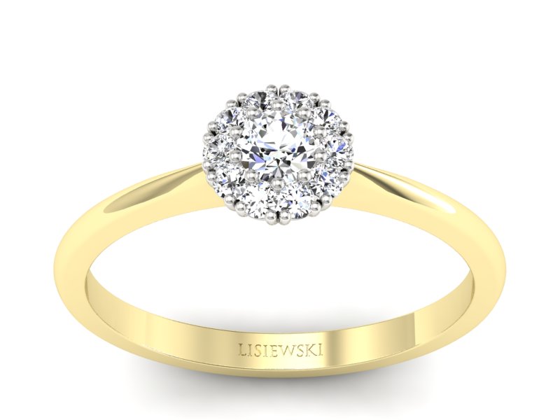 Pierścionek z diamentami żółte i białe złoto - p16455zb - 1