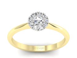 Pierścionek z diamentami żółte i białe złoto - p16455zb