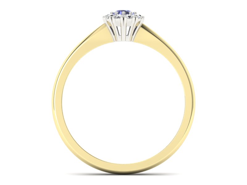 Złoty pierścionek z tanzanitem i diamentami - p16455zbt - 2