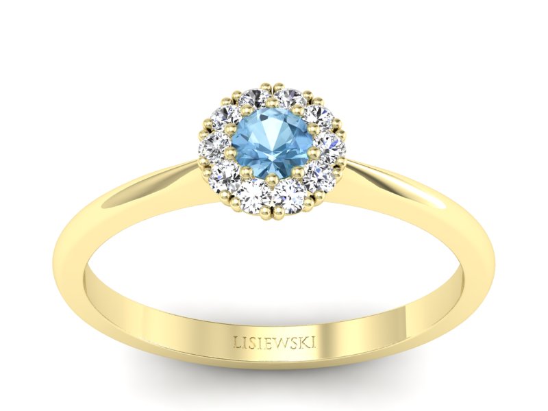 Pierścionek z topazem i brylantami żółte złoto - p16455ztp - 1