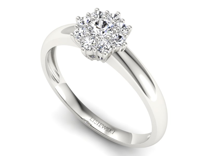 Złoty pierścionek z brylantami białe złoto - p16458b - 3