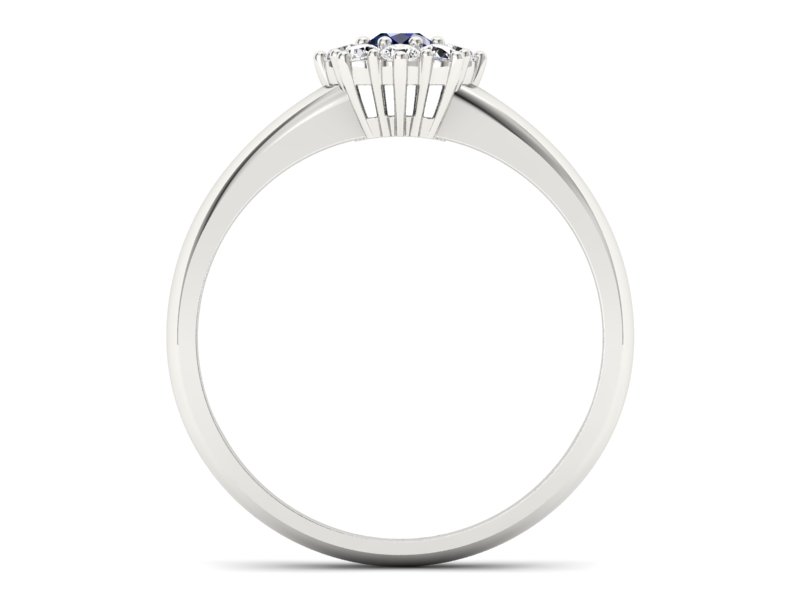 Pierścionek z szafirem i brylantami białe złoto - p16458bsz - 2
