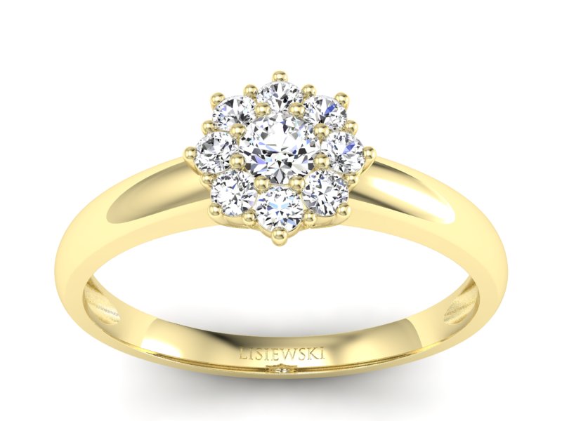 Złoty pierścionek z brylantami żółte złoto - p16458z - 1