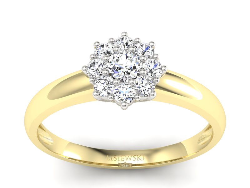 Pierścionek z diamentami żółte i białe złoto - p16458zb - 1